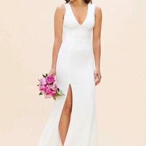 NWT Dress the Population Sandra White Mermaid Gown